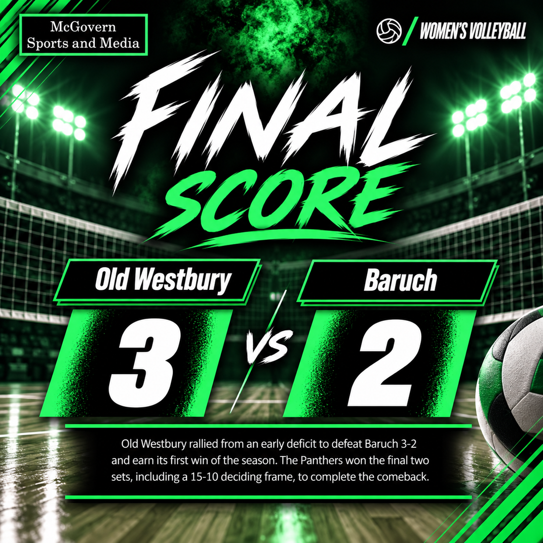 Old Westbury Comes Back and Wins Over Baruch