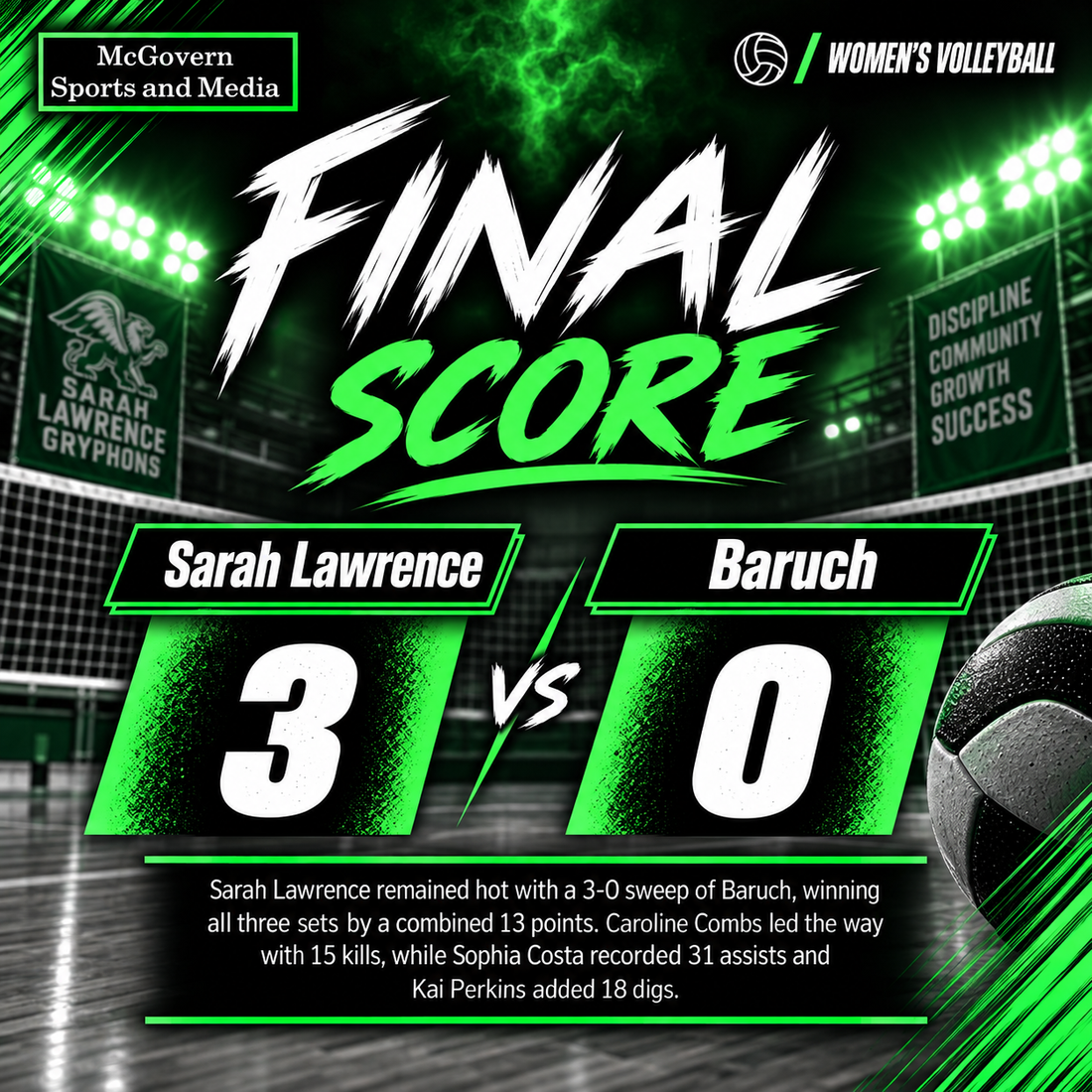 Sarah Lawrence Sweeps Baruch