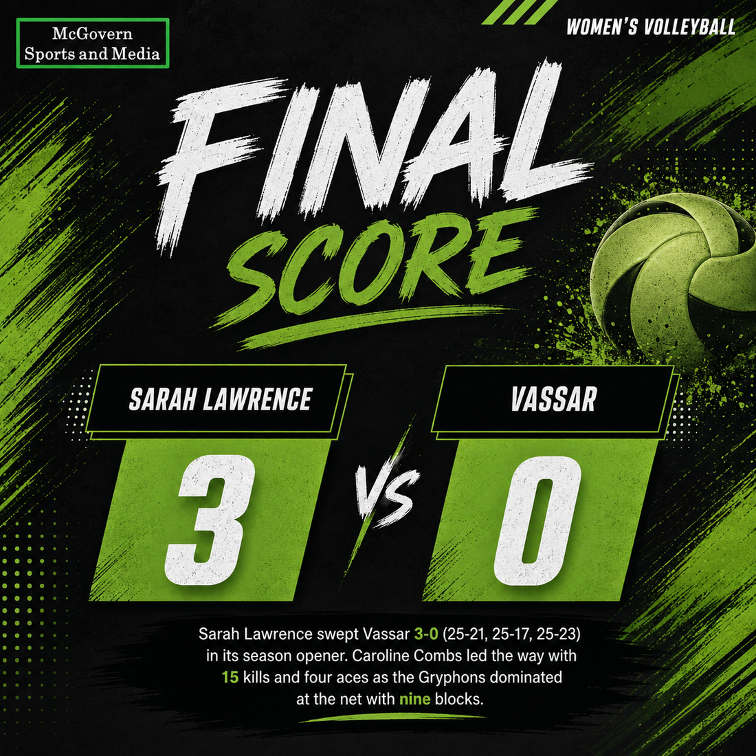 Sarah Lawrence Sweeps Vassar