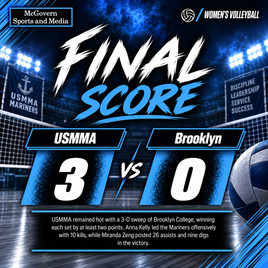 USMMA Sweeps Brooklyn College