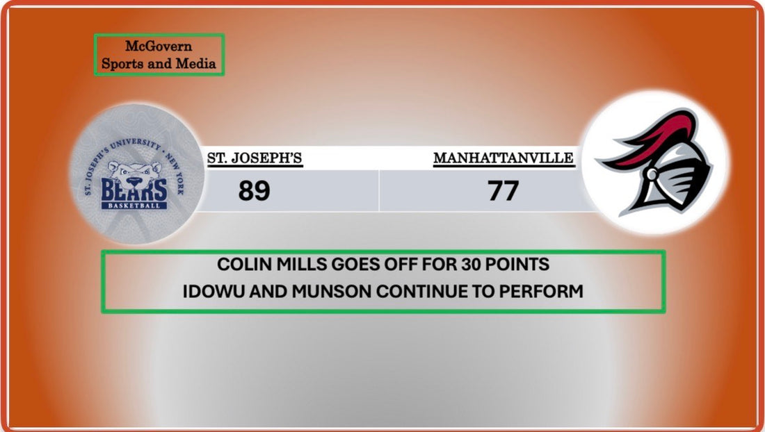 ST. JOSEPH'S DEFEATS MANHATTANVILLE TO WIN 3RD STRAIGHT