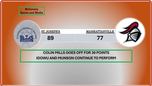 ST. JOSEPH'S DEFEATS MANHATTANVILLE TO WIN 3RD STRAIGHT