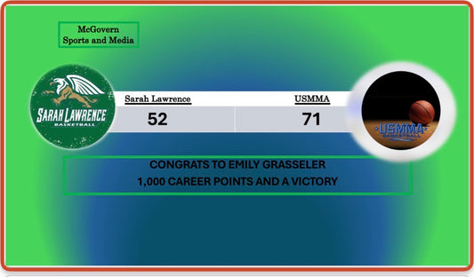 USMMA Defeats Sarah Lawrence! Grasseler Scores 1,000th point